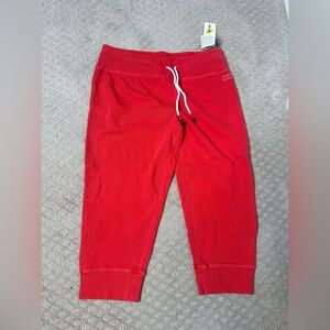 NWT sz S Tommy Hilfiger cropped casual draw string red cotton pants
